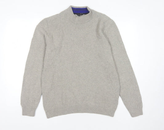 Ted Baker Men's Grey Waffle-Knit Jumper, Size M, Winter Essential