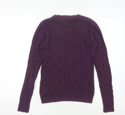 Kangol Women's Purple V-Neck Cotton Jumper Size 10