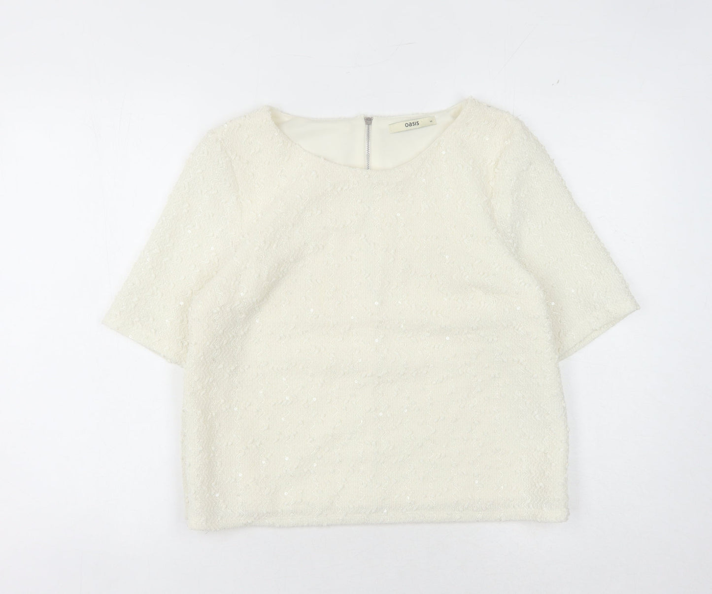 Womens UK Size M Oasis White Basic Blouse