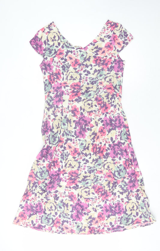 East Women's Floral Linen V-Neck Dress, Size 10