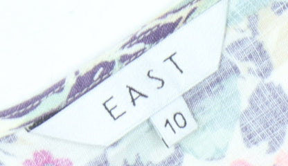 East Women's Floral Linen V-Neck Dress, Size 10