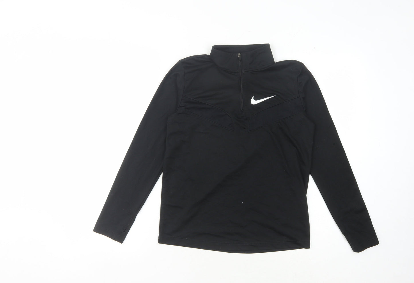 Nike Boys Black Running Sweatshirt L 1/4 Zip Dri-FIT