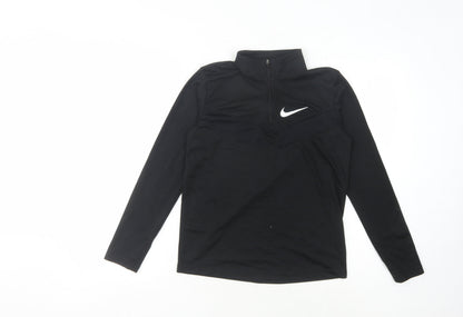 Nike Boys Black Running Sweatshirt L 1/4 Zip Dri-FIT