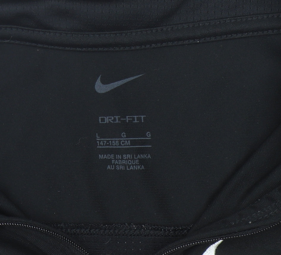 Nike Boys Black Running Sweatshirt L 1/4 Zip Dri-FIT