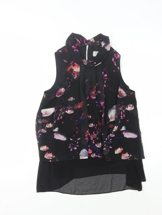 Coast Women's Black Floral Sleeveless Blouse Size 6