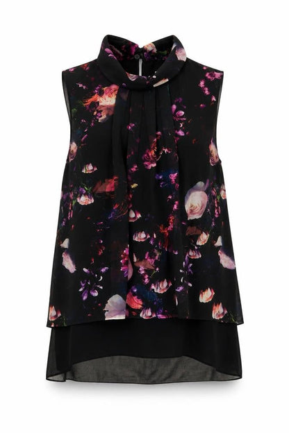 Coast Women's Black Floral Sleeveless Blouse Size 6