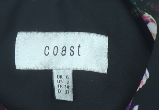 Coast Women's Black Floral Sleeveless Blouse Size 6