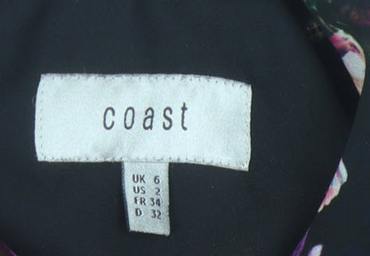 Coast Women's Black Floral Sleeveless Blouse Size 6