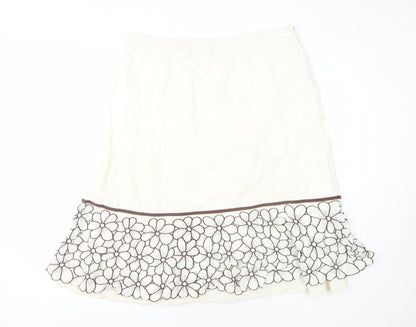 Kaliko Women's Ivory Floral Embroidered Skirt Size 18