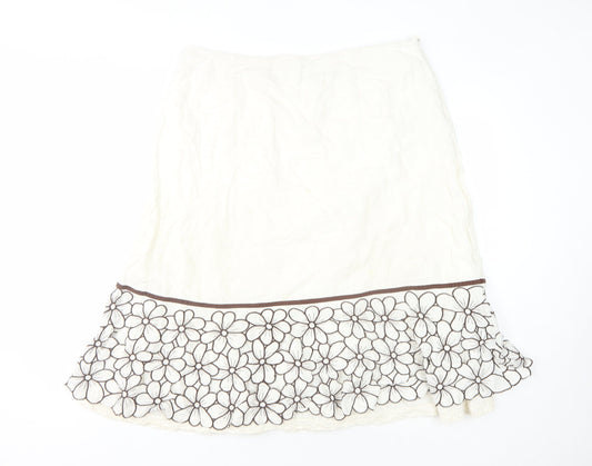Kaliko Women's Ivory Floral Embroidered Skirt Size 18