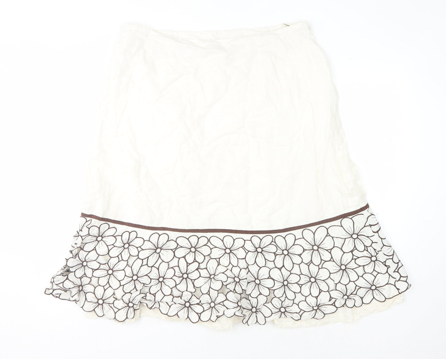 Kaliko Women's Ivory Floral Embroidered Skirt Size 18