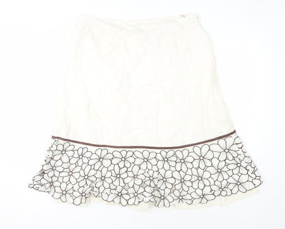 Kaliko Women's Ivory Floral Embroidered Skirt Size 18