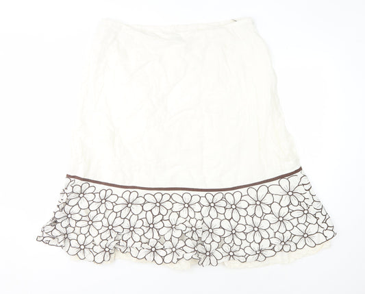 Kaliko Women's Ivory Floral Embroidered Skirt Size 18