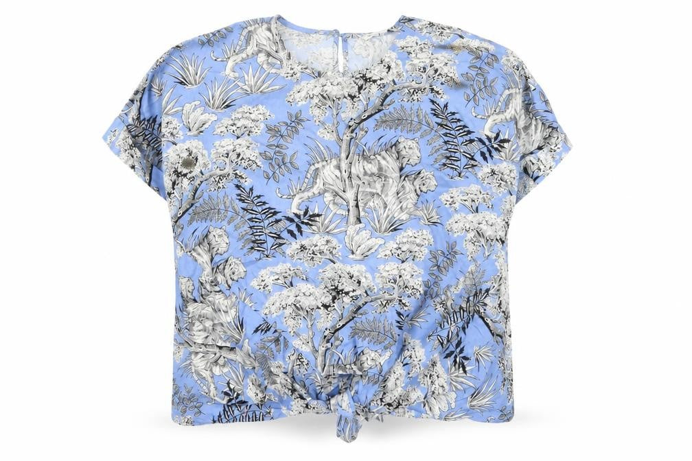 Womens UK Size 10 Warehouse Blue Tunic Blouse