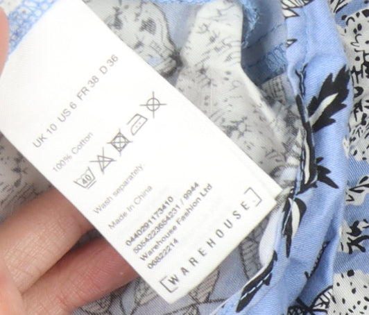 Womens UK Size 10 Warehouse Blue Tunic Blouse