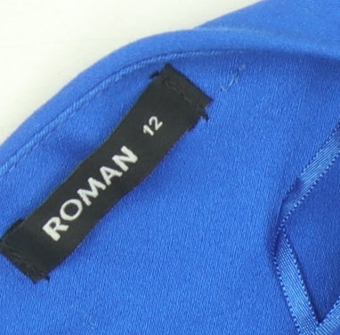 Roman Women's Blue Sheath Dress - Size 12 Sleeveless