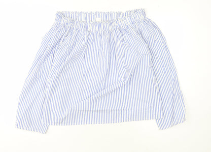 Gap Women's Blue Striped Long Sleeve Top M