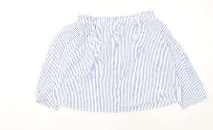 Gap Women's Blue Striped Long Sleeve Top M