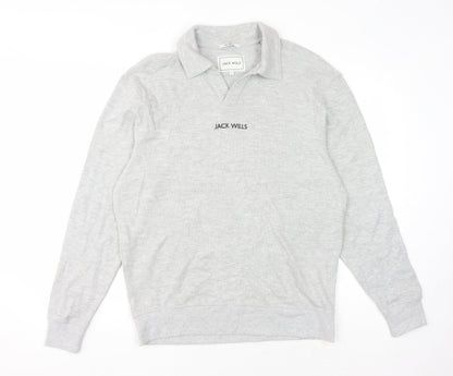 Unisex Adults UK Size S Jack Wills Grey Henley Sweatshirt