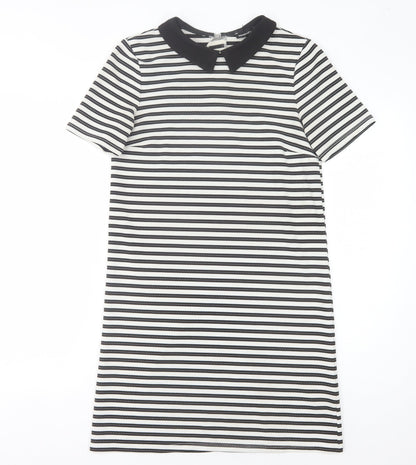 Warehouse Women's Black Striped Shift Dress Size 8