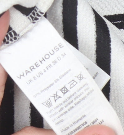Warehouse Women's Black Striped Shift Dress Size 8
