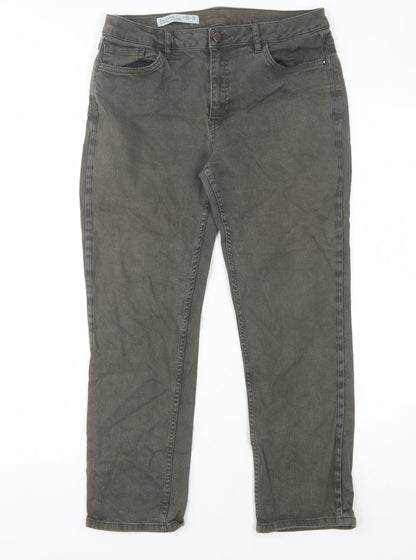 Womens UK Size L Jigsaw  Cropped Straight Grey Jeans