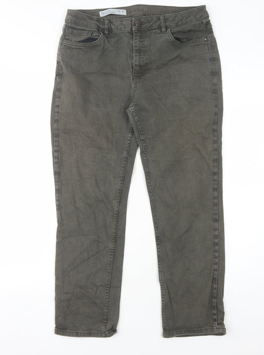 Womens UK Size L Jigsaw  Cropped Straight Grey Jeans