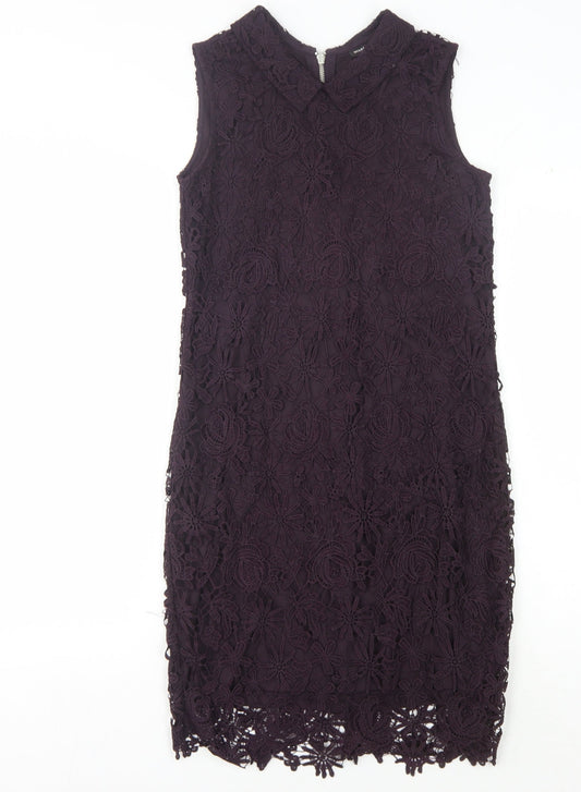 Warehouse Women's Purple Lace Sheath Dress Size 6