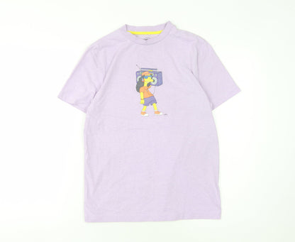 Unisex Adults UK Size S The Simpsons Purple Basic T-Shirt