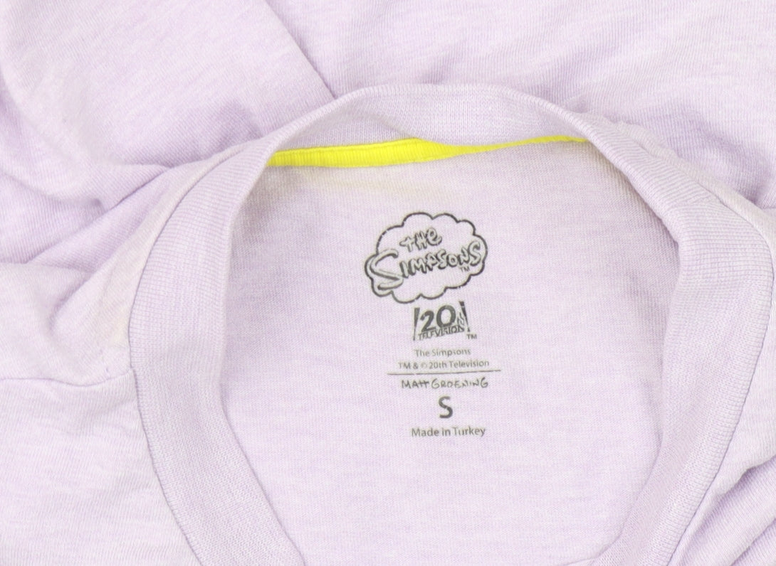 Unisex Adults UK Size S The Simpsons Purple Basic T-Shirt