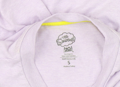 Unisex Adults UK Size S The Simpsons Purple Basic T-Shirt