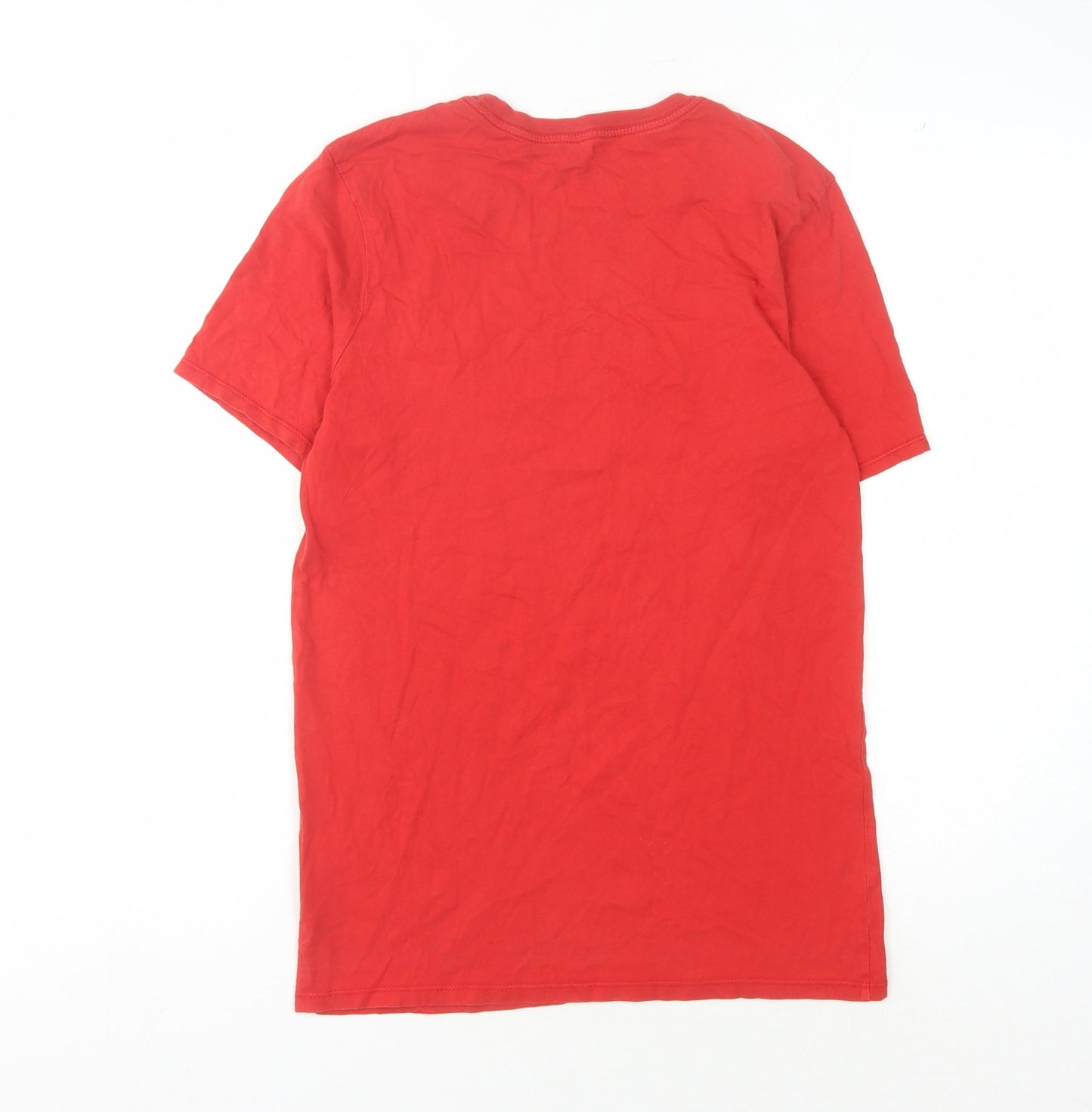 Nike Men's Red S Logo T-Shirt Short Sleeve Crew Neck