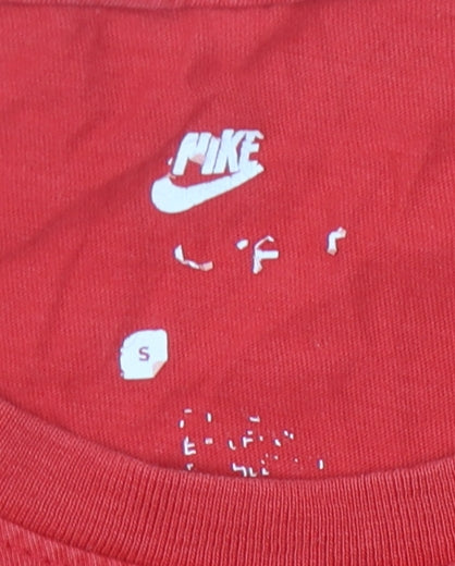 Nike Men's Red S Logo T-Shirt Short Sleeve Crew Neck
