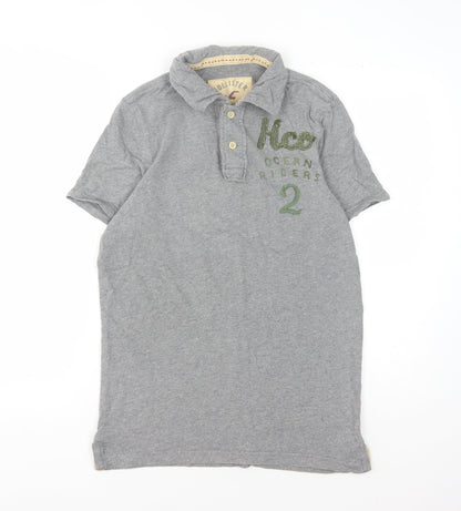 Hollister Men's Grey Polo Shirt L Cotton Casual