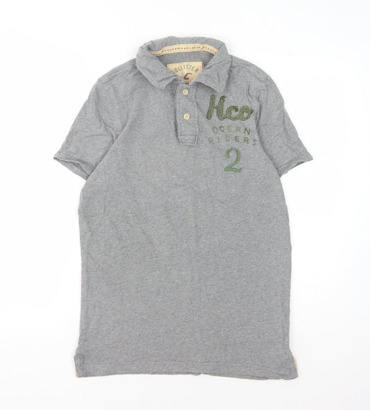 Hollister Men's Grey Polo Shirt L Cotton Casual