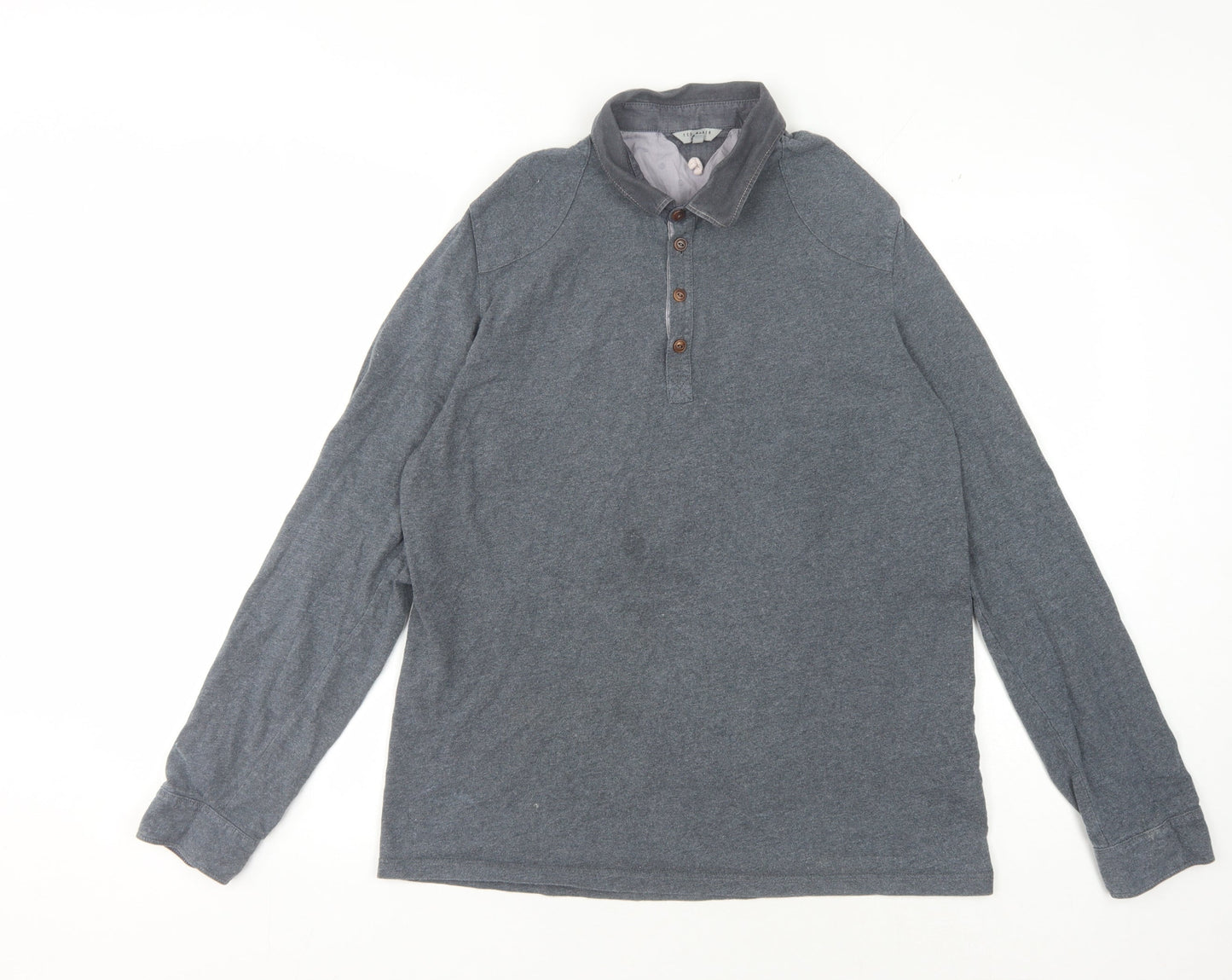 Ted Baker Men’s Grey Polo, Size 4, Long Sleeve