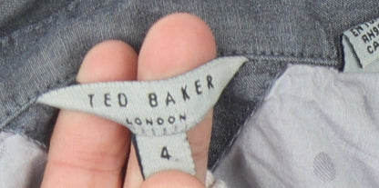 Ted Baker Men’s Grey Polo, Size 4, Long Sleeve