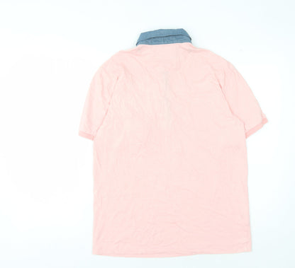 Penguin Men's Pink Polo Shirt Collared Button S