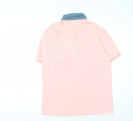 Penguin Men's Pink Polo Shirt Collared Button S