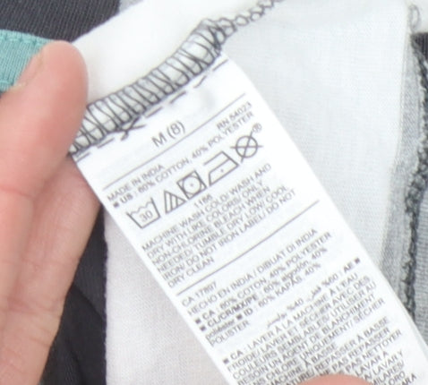 Old Navy Boys Grey Striped T-Shirt M (8 Years) Crew Neck