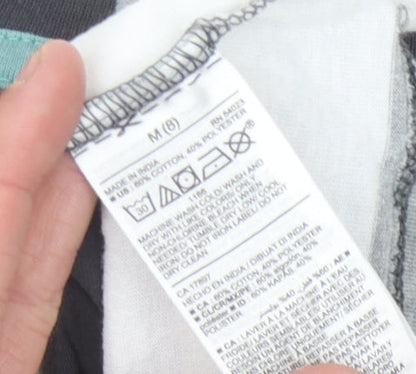 Old Navy Boys Grey Striped T-Shirt M (8 Years) Crew Neck