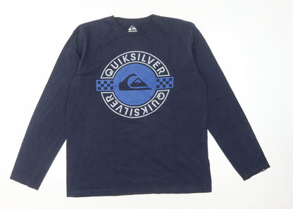 Quiksilver Men's Blue Long Sleeve Graphic Tee