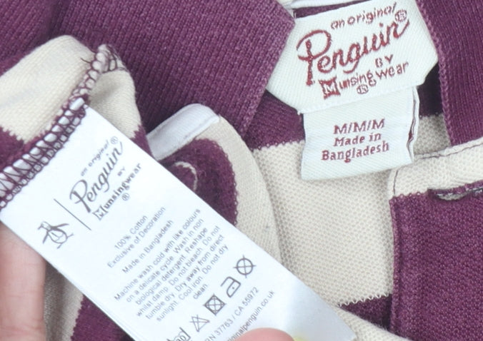 Penguin Men's Multicoloured Striped Polo Shirt M