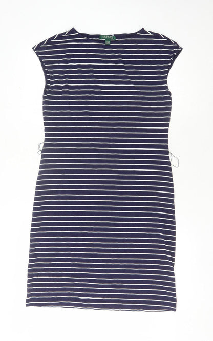 Ralph Lauren Women's Blue Striped Shift Dress Size S