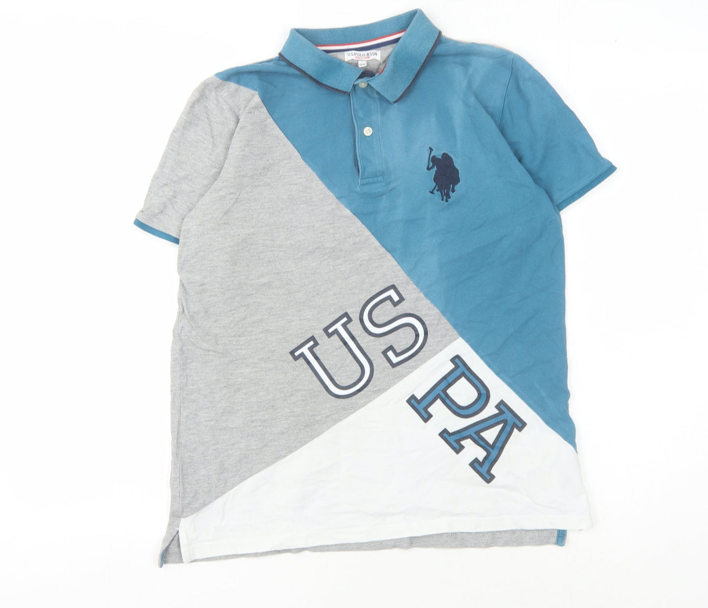 U.S. Polo Assn. Boys Blue Grey Polo Shirt 15-16 Years