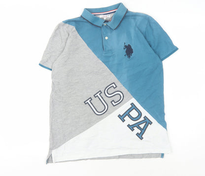 U.S. Polo Assn. Boys Blue Grey Polo Shirt 15-16 Years