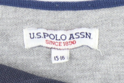 U.S. Polo Assn. Boys Blue Grey Polo Shirt 15-16 Years