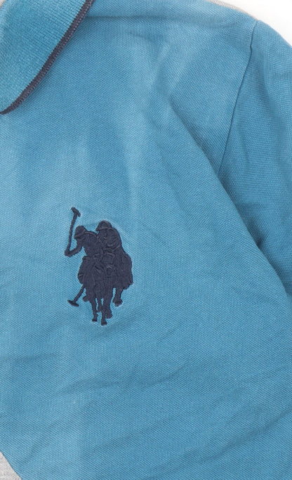 U.S. Polo Assn. Boys Blue Grey Polo Shirt 15-16 Years