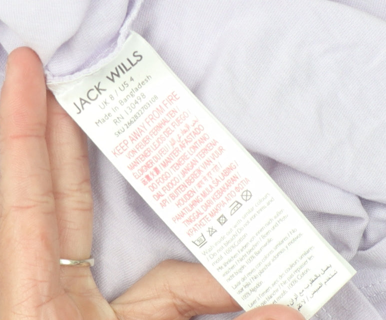 Jack Wills Women's Purple Ringer T-Shirt Size 8