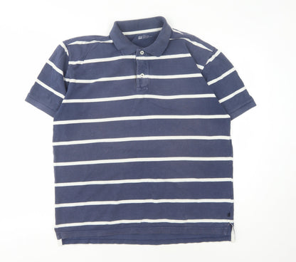 GAP Men's Blue Striped Polo Shirt, Size L, Classic Fit